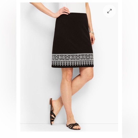 Kate Spade Skirt the Rules skirt Tribal Geometric embroidered trim sz 8 black - Picture 9 of 9